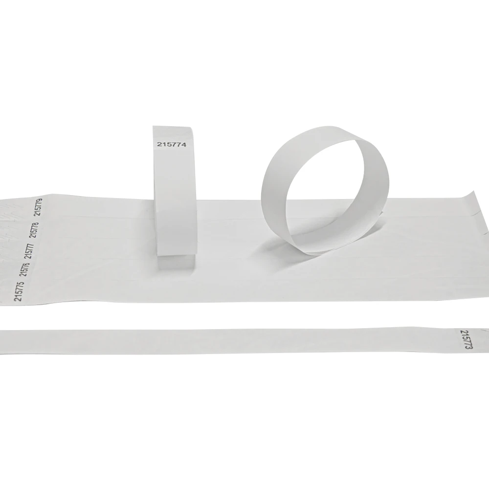 Solid NEW White Color 3/4 inch Tyvek Wristbands with Series Numbers, ID Wristbands for Party Events, 500 Pieces