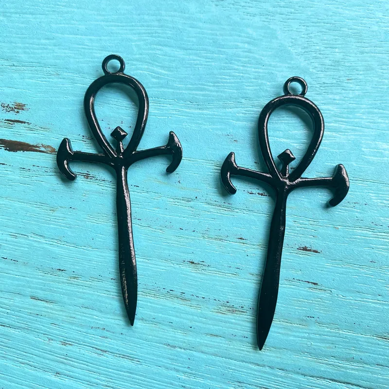 4pcs Charms Cross Forked 63x29mm Antique Silver Color Plated Pendants Making DIY Handmade Tibetan Silver Color Jewelry