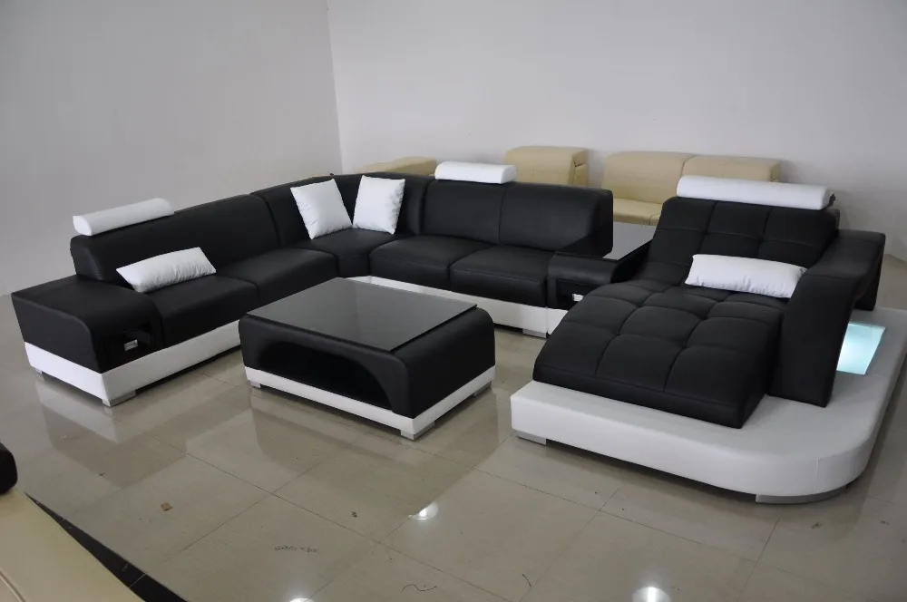 Мебель для гостиной, новая модель, светодиодный диван из натуральной кожи для гостиной