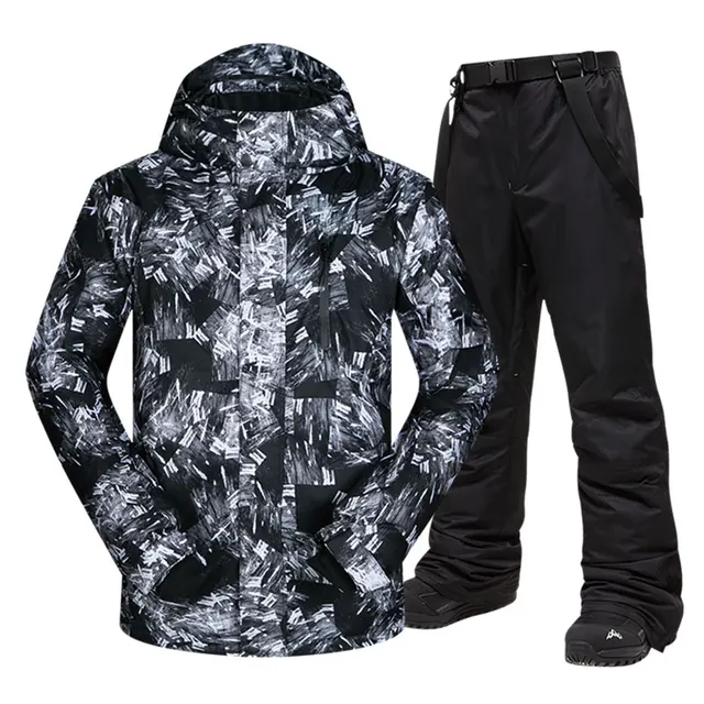 US $76.25 Ski Suit Men Winter Warm Waterproof Breathable And Touch Screen Gloves Snow Jacket And Pants Skiing