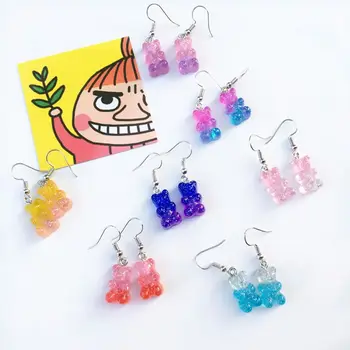 

1 Pair Fashion Lovely Colorful Cartoon Sweet Bear Resin Dangle Drop Earrings Cha