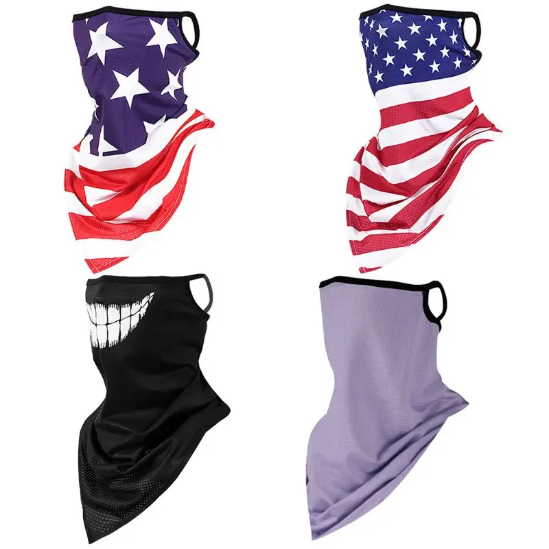 

Unisex Sunscreen Triangle Scarf Bandana US Flag Bright Solid Color Ear Loop Neck Gaiter Face Mask Outdoor Balaclava