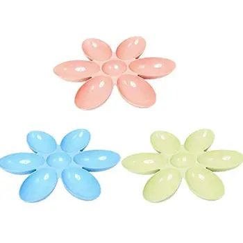 

LumiParty Multifunction 6 in 1 Petal Shape Pet Bowls Food Feeder for Small Dog Cat Slow Down Eatting