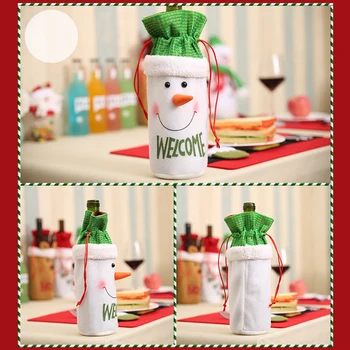 

11″x5.1″ Christmas Wine Bottle Bag set Gift Wrap 3* Santa Snowman Gift