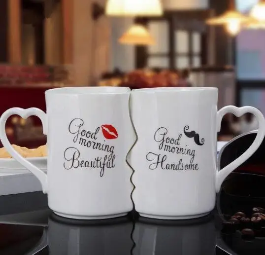 

DF936 Couple Cup Ceramic Coffee Kiss Mug Creative Valentine's Day Wedding Birthday Gift FAUCET