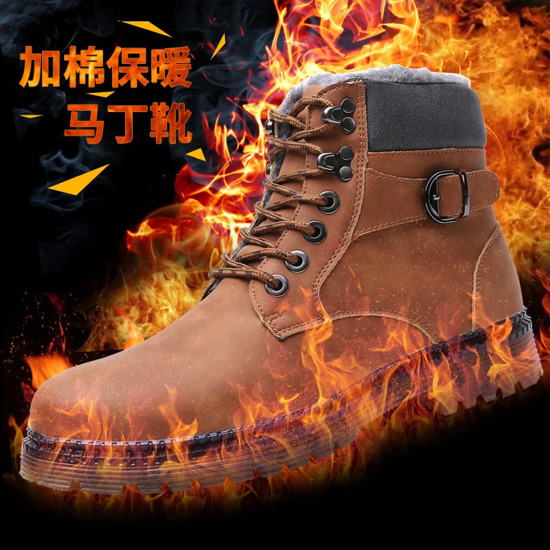 

2019 Winter New Style Large Size 47 Men Genuine Leather Martin Boots plus Velvet Warm Hight-top Men's Boot Wear-Resistant Cotton
