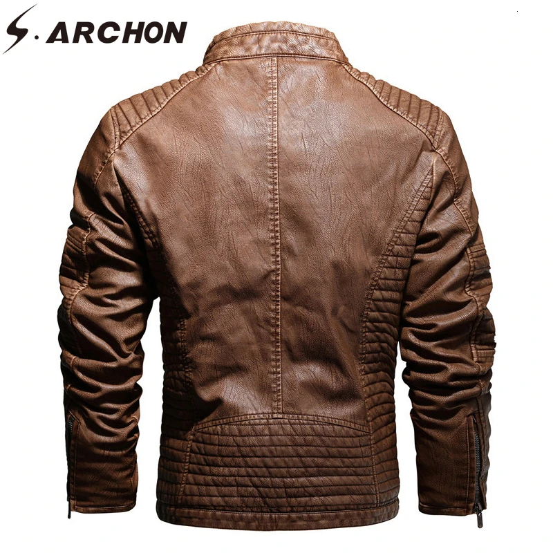 S. ARCHON новые Куртки из искусственной кожи мужские осенние куртки-бомберы теплые толстые армейские куртки зимняя армейская верхняя одежда мотоциклетные тактические пальто мужские