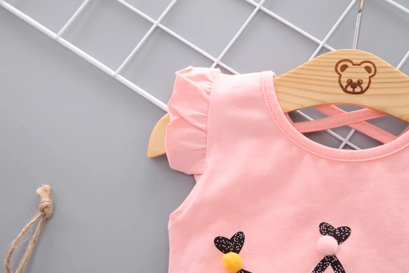 girls Summer Tee  outfits 6 months--3 years Toddler kids baby girls outfits cotton T shirt+Shorts Pants clothes cute Set crown Baby Clothing Set comfotable