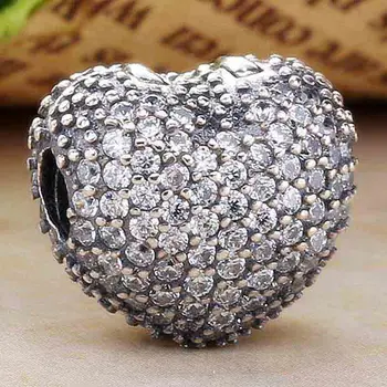 

Original Pave Open My Heart Clip Lock Stopper Beads Fit 925 Sterling Silver Bead Charm Bracelet Bangle Diy Jewelry