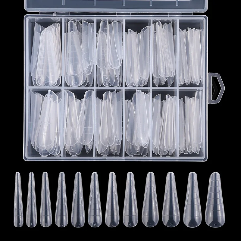 120Pcs Dual Forms Poly Nail Gel Quick Building Mold Tips Clear Finger Extension Nail Art UV Coffin & Nail Ballerina Tips Mold &*