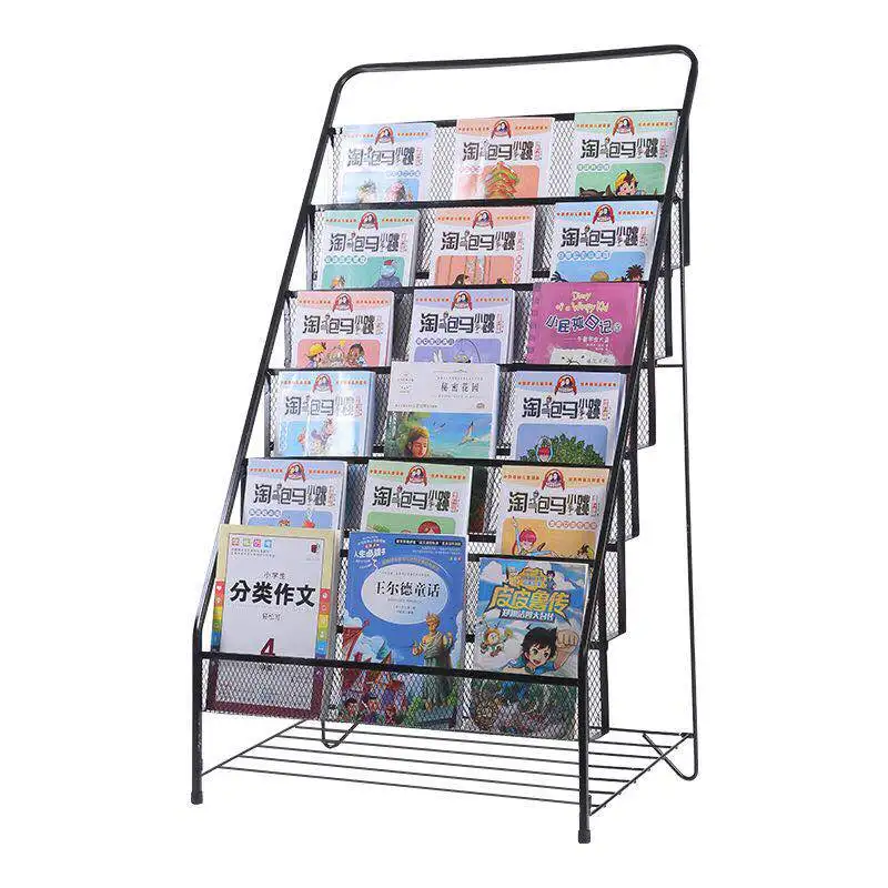 

Children's Bookshelf Picture Book Shelf Newspaper Racks Floor Elementary School Simple Baby Iron Books Magazine Rack