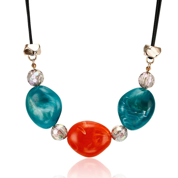 Женское Ожерелье карамельного цвета, ожерелье с кристаллами и подвесками, акриловое массивное ожерелье, новые модные ювелирные изделия, подарки NR093 - Окраска металла: GREEN ORANGE