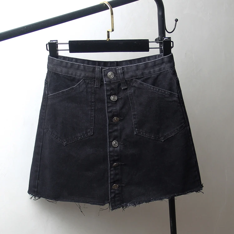

Autumn and winter new large size women's fashion denim skirt Double-breasted black washed high waist large size denim skirt Loos