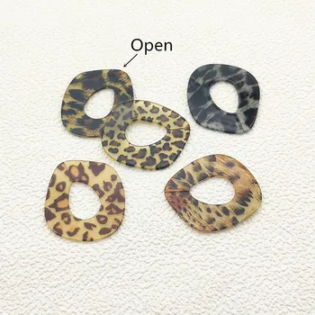 

New arrival! 52x46mm 30pcs mix color Acrylic Leopard print Oval-shape beads for earrings parts,hand Made Jewelry Earring DIY