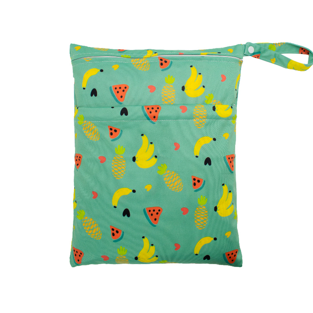 Baby Nappies Bag Printed Wet Dry Nappy Zipper Handbag Stroller Accessories For Baby Diapers Nappies Bag Reusable