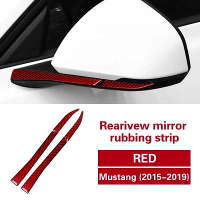TPIC зеркало заднего вида автомобиля анти-втирания полосы анти-столкновения наклейки из углеродного волокна наклейки для Ford Mustang- авто аксессуары - Название цвета: Red