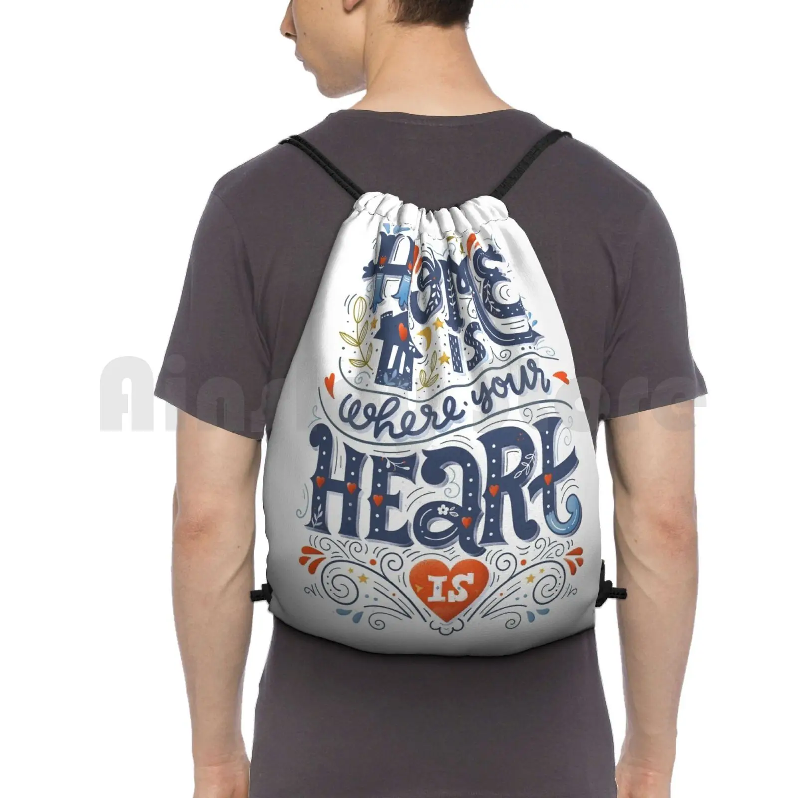 

Рюкзак на шнурке с надписью «Home Is Your Heart Is Backpack»