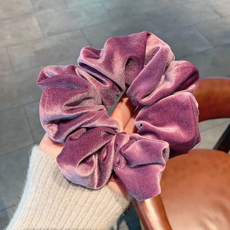 hair clips for thick hair Oversized Velvet Hair Scrunchies for Women Solid Big Scrunchie Hair Rubber Bands Elastic Hair Ties Accessories Ponytail Holder hair band for women