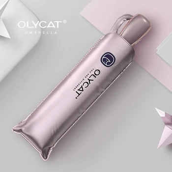 

2020 New Light Flat Umbrella Innovating Automatic Sun Umbrella Rain Women Anti UV Parasol Portable Folding Clear Umbrellas