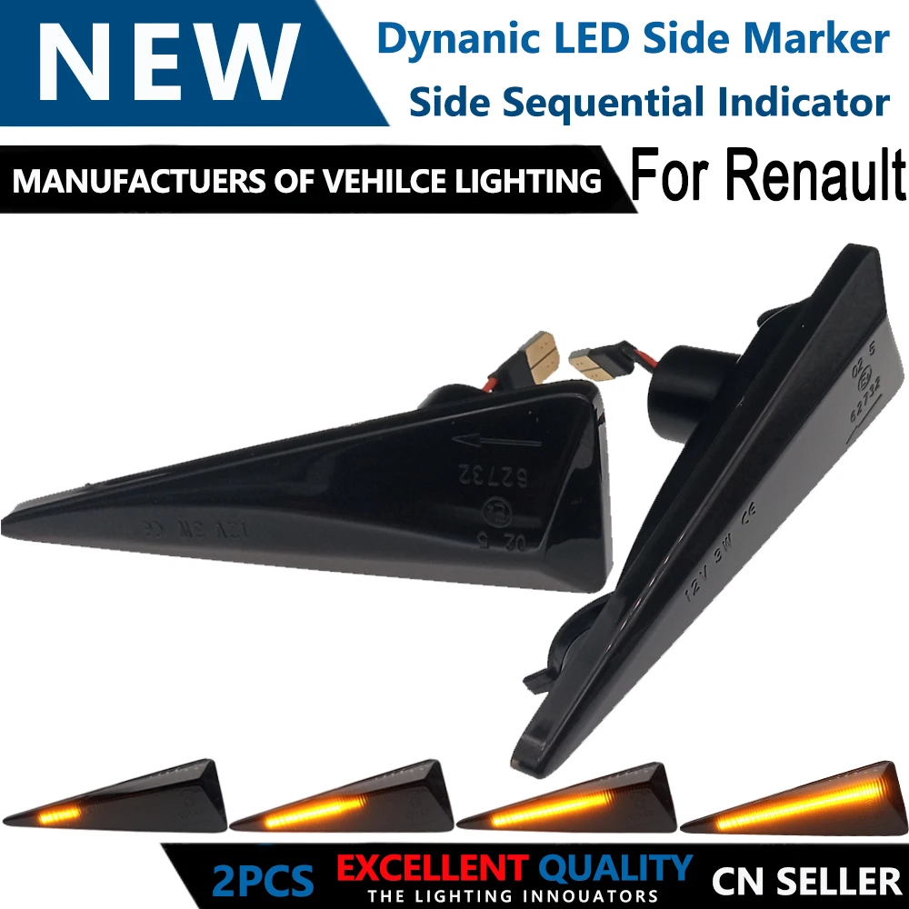 

2x Sequential LED Turn Signal Side Marker Lights For Renault Wind Vel Satis Megane II Saloon Estate Scenic II Avantime Espace IV