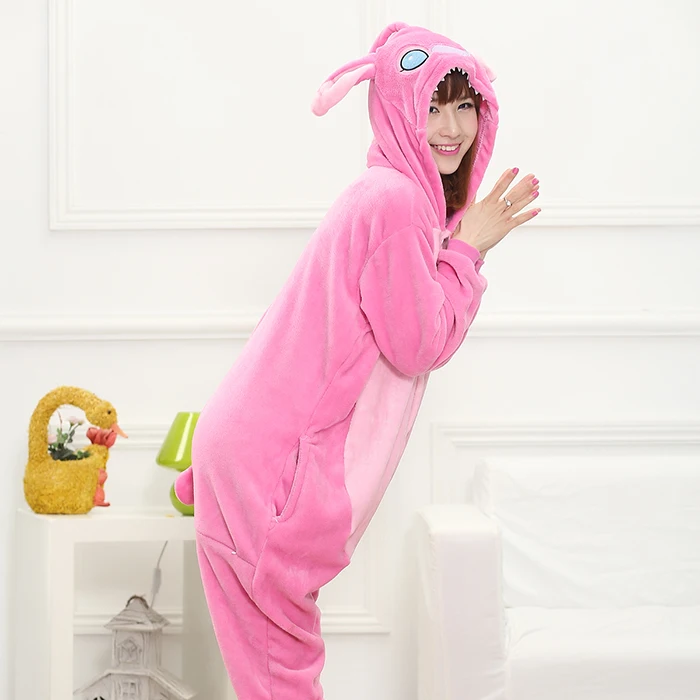 Adult Kid Women Men Anime Pink Stitch Kigurumi Pajamas Animal Stitch Cosplay Costume Onesies For Boys Girls Cartoon Home Clothes