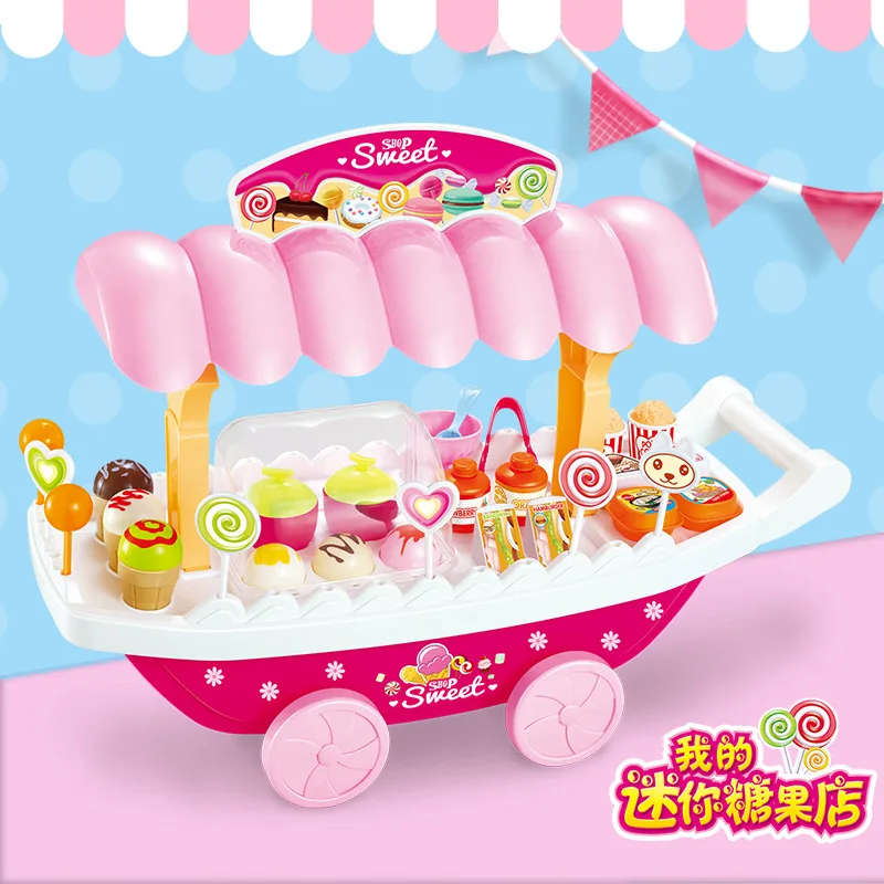 

Genuine Product Children Play House Toys GIRL'S Candy Car Ice Cream Shop Supermarket Baby Kitchen Model Small Cart