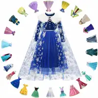 Disney Princess Elsa Winter Dress Girls Long Sleeve Frozen 2 Halloween Costume Children Cinderella Rapunzel Tiana Mulan Cosplay 1