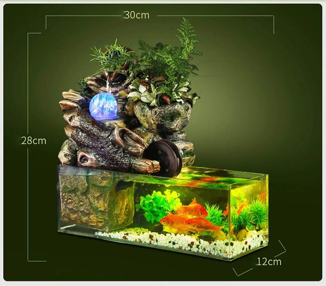 3L аквариумные рыбки, искусственные пейзажные скалы, фонтан с шариком, украшения для гостиной, рабочего стола, украшение для домашнего бара