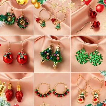 

Vintage Christmas Earring Christmas Ornaments Snowman Bell Santa Pendant Earrings Hook Bohemian Fashion Jewelry Dropship