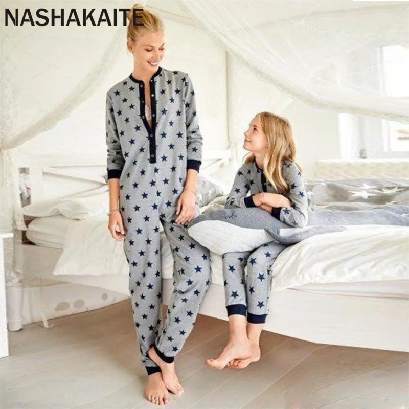 NASHAKAITE/пижамы для мамы и дочки Семейные пижамы зимние одинаковые с принтом со