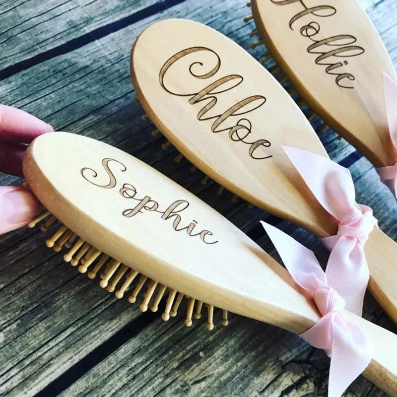 Brosse A Cheveux En Bois Personnalisee Pour Nouveau Ne Poils De Chevre Naturels Et Doux Meilleur Cadeau Pour Fete Prenatale Registre De Bebe Aliexpress