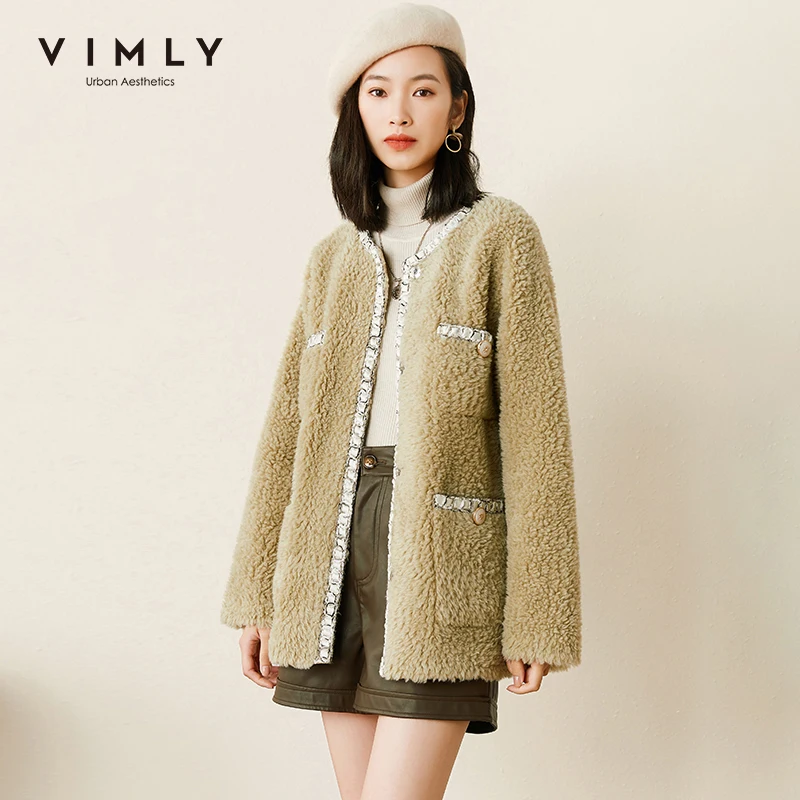 Куртка Vimly из искусственного меха женская модная однобортная зимняя куртка с