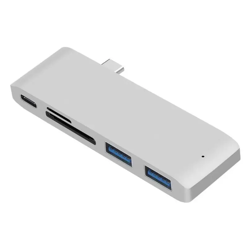 Multi Ports Type-C to USB-C Memory Card TF 2 USB3.0 5Gbps Type-C HUB Reader Silver Gray Aluminum CNC shell Silver New - Цвет: Silver