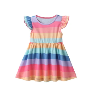 

Baby Girl Dress Toddler Sleeveless Rainbow Clothes Kids Princess Dresses Cute Summer Striped Dress For Girl