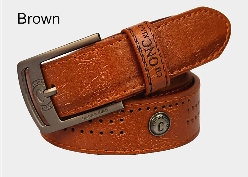 Brown JXQBSYDK, роскошные брендовые ремни для мужчин, Ретро ковбойские ремни с пряжкой, дизайнерские ремни для мужчин, высокое качество, ремни с заклепками - Color: Brown