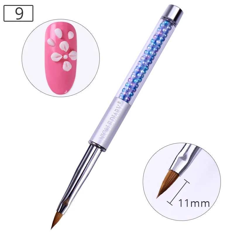 1Pc UV Gel Nail Drawing Brush Pen Gradient Liner with Rhinestone Handle Manicure Painting Tools for Nail Art Design - Цвет: Purple-09