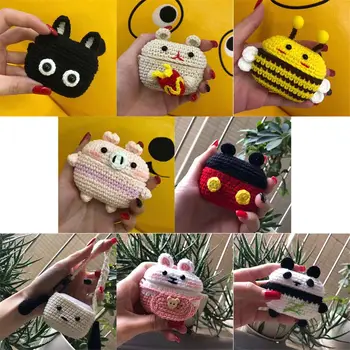 

Soft Knitting Fabric Protective Case Cartoon Animal Pattern Cover Shell Protector for Airpods Pro Wireless Bluetooth Earphones