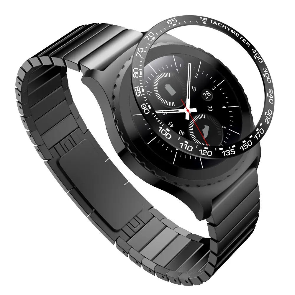 S2 нержавеющая сталь для samsung gear S2 классический SM-R732 БЕЗЕЛЬ для наручных часов кольцо Клей против царапин металлический чехол браслет 22 Стиль - Цвет ремешка: B Black