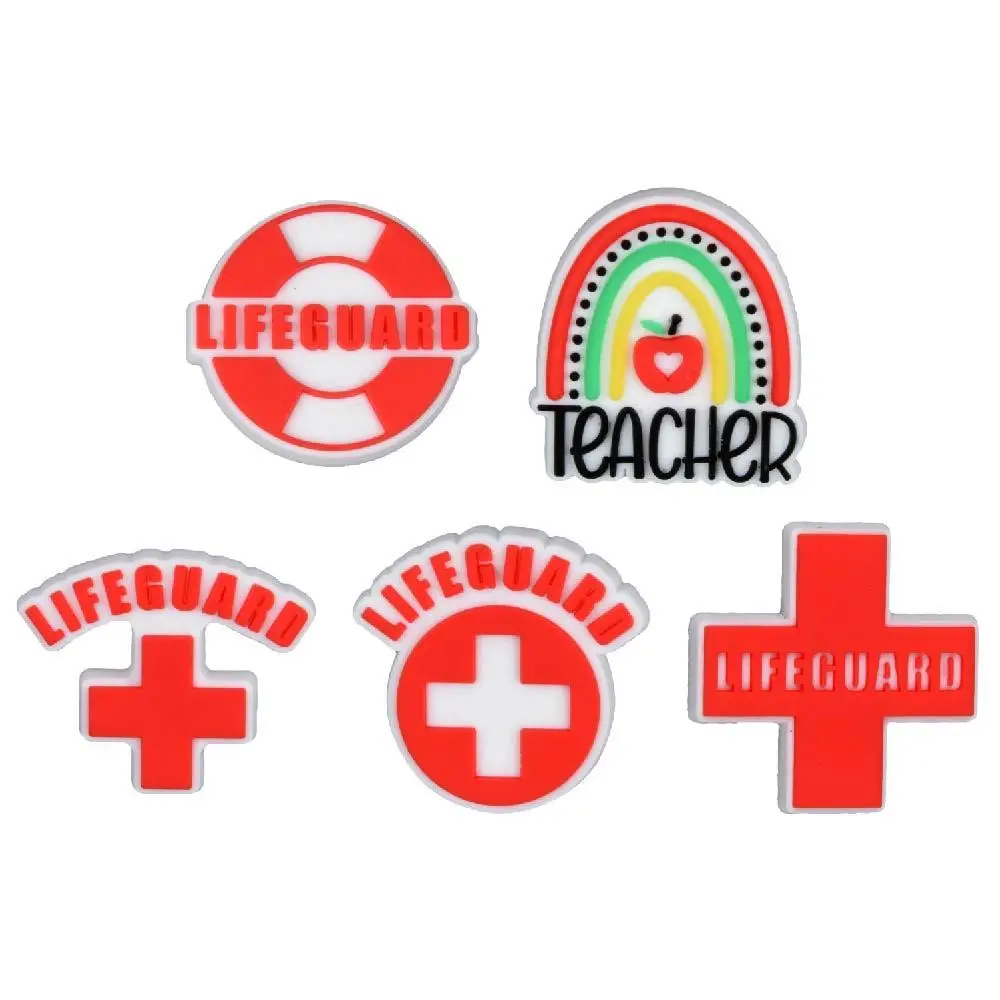 Hot Sale Fireman Fire Engine Croc Shoe Charms Autism Friendly Clog Shoes Decorations Teacher Lifeguard Accessories Stop Bullying