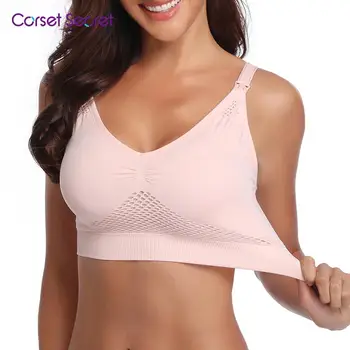 

Corser Secret Women's Bra Comfortable Clip Down Wireless 4 Hooks Nursing Bra Maternity Seamless Bra Lip Down Motherhood Bra