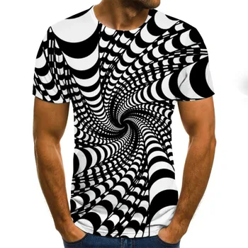 

Summer Fashion Colorful 3D Printing Short Sleeve Men's T-Shirt Summer Casual Round Neck T-shirt Fun Rotating Pattern Street Clot