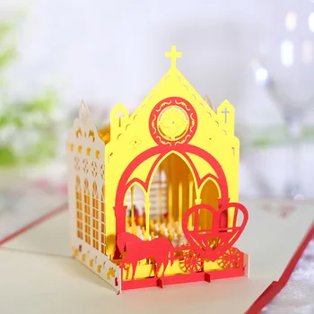 

Product's 3D wedding chapel sweet handmade wedding cards invitation card Valentine's Day gift card