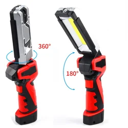 Double lampe de poche professionnelle 360 ° COB, lumière de travail, 18650 USB, Rechargeable, lampe d'inspection, torche, lumière clignotante d'urgence pour voiture 