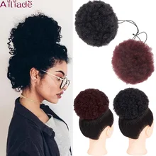 AILIADE черный афро слоеный конский хвост шнурок шиньон синтетический кудрявый поддельные волосы булочка Updo Клип В Наращивание волос