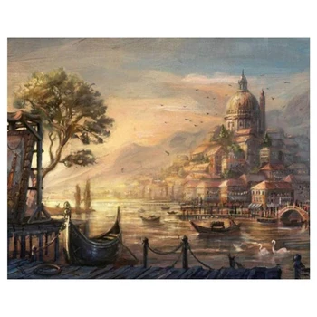 

DIY Paint By Numbers Canvas Oil Painting Kit for Kids & Adults 40 x 50cm Drawing Paintwork Pier-with Frame