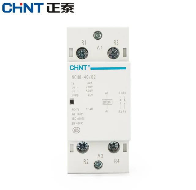 CHNT CHINT-Contactor Modular para el hogar, Contactor de 220V, 230V, CA, 40A, 1NO, 1NC, 2NO, 2NC, NCH8-40/20 - Mejoras para el hogar