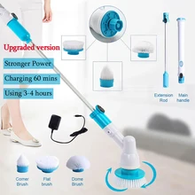 Cepillo de limpieza eléctrico Turbo, limpiador ajustable, carga inalámbrica, conjunto de herramientas de limpieza para baño y cocina