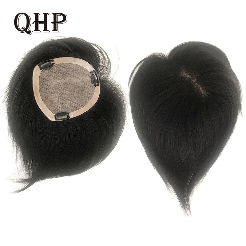 

Hair Toppers For Women Machine Made Remy Wigs Toupee Straight Lace +PU Base Hair Clip 100% Human Hairpiece Natural Replacement