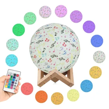 

3D Print Musical Note Moon Lamp 3Colours Touch Switch 7Colours LED Night Light Remote USB Moonlight With Wood Stand