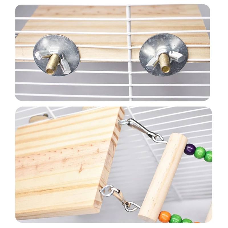 Wooden Parrot Hamster Bird Climbing Ladder Swing Play Toys Set Birds Exercise Perch